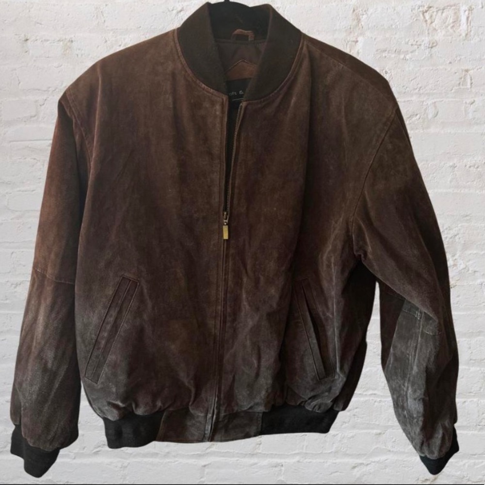 Genuine brown leather bomber
